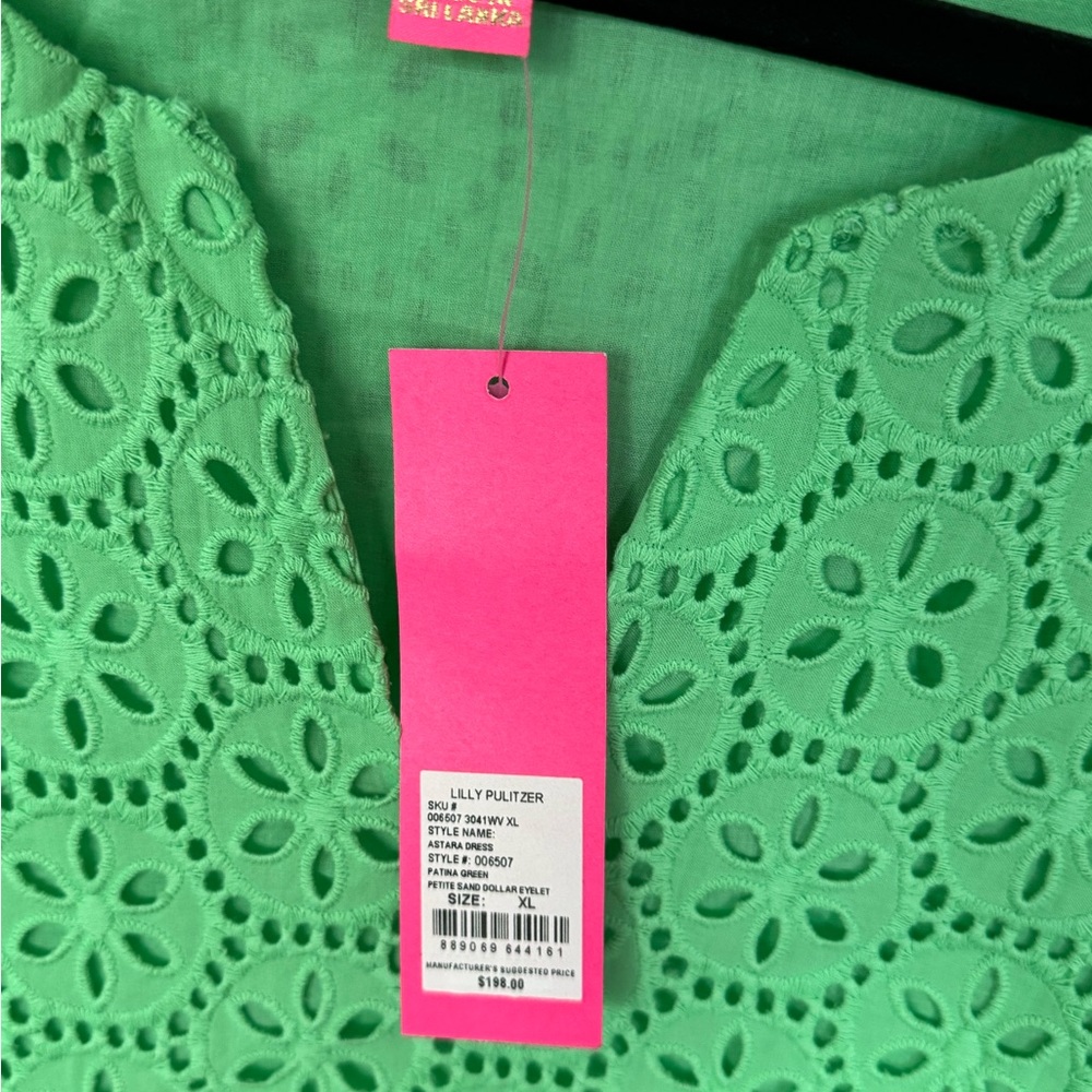Lilly pulitzer astara dress patina green sand dollar eyelet sz xl - Picture 2 of 3